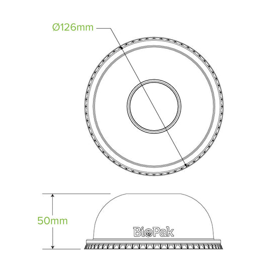 BioPak 240-960ml Clear BioBowl Dome Lid