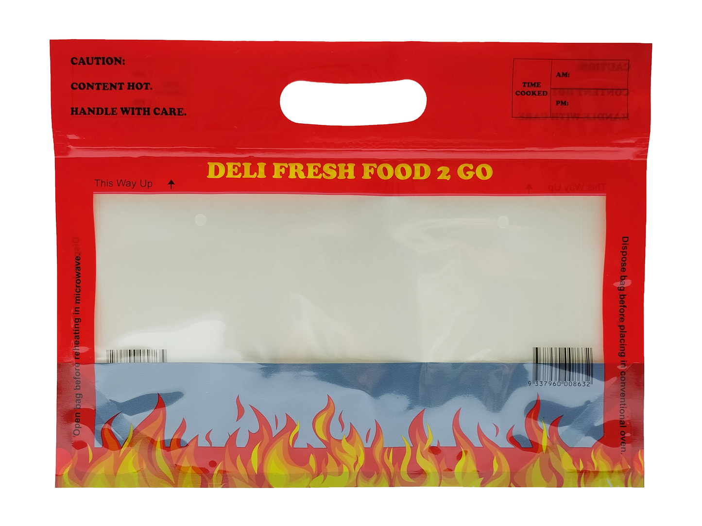 Large Press Seal Hot Food Deli Bag. 310x235x130mm