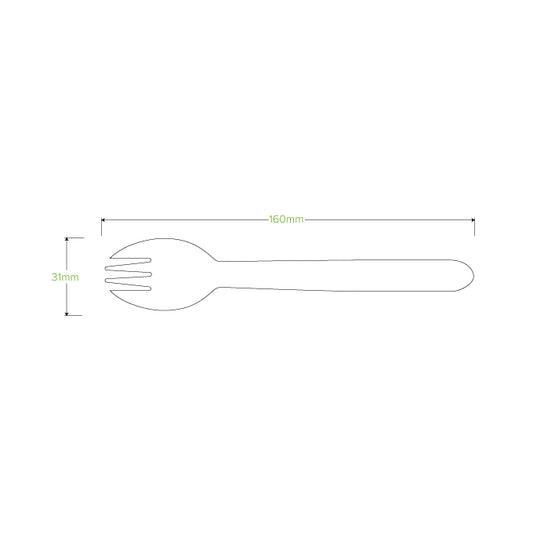 16cm Unbranded Wood Spork – FSC™ Certified Birchwood (Bulk Pack of 2000)