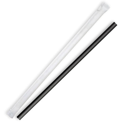 BioPak 7mm Individually Wrapped Regular Black BioStraws