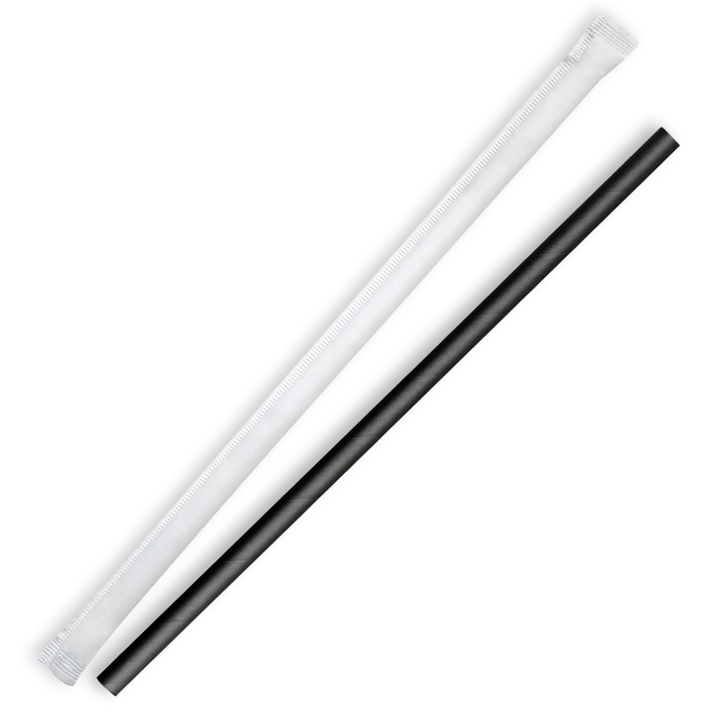 BioPak 7mm Individually Wrapped Regular Black BioStraws