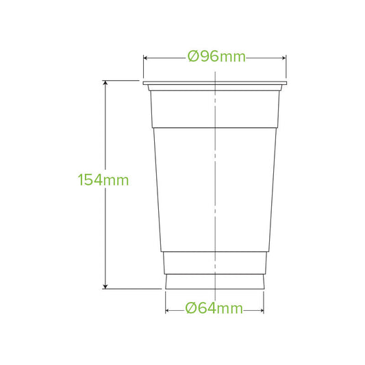 BioPak 700ml Clear Compostable Disposable Cold Drink Cup.