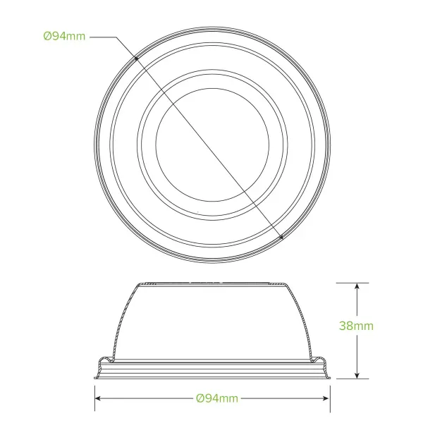 BioPak 90mm Plant Fibre Wide Hole Dome Cold Paper BioCup Lid