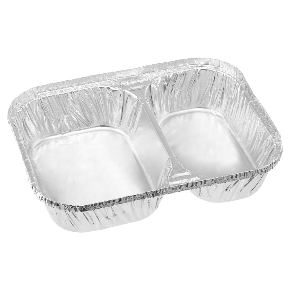 600mL 2 Cavity Foil Meal Tray Heavy Duty 187x140x35mm
