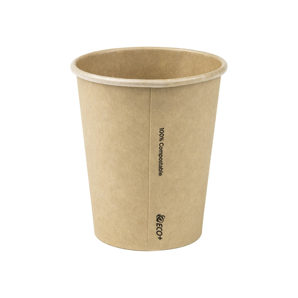8oz/245mL (80mm) diameter Compostable Coffee Cup Brown Raw