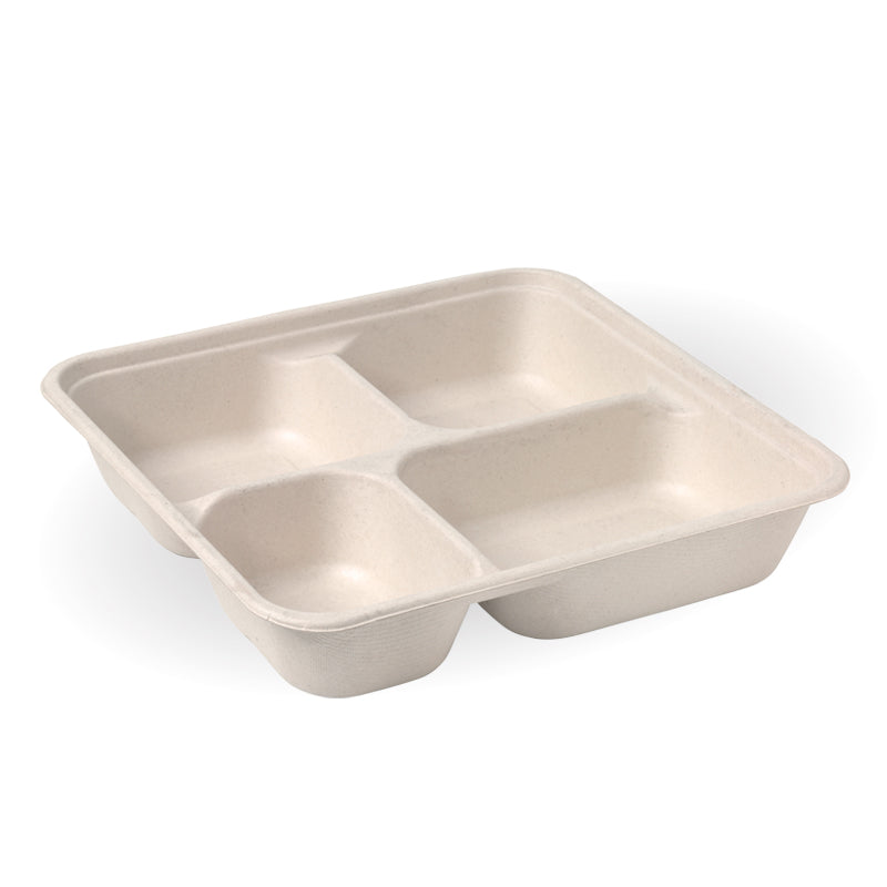 BioPak 4-compartment Large Sugarcane Fibre Takeaway Base