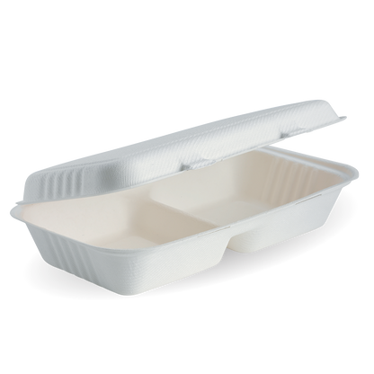 28x16x7cm / 11.6x6x3 inch  2-Compartment White BioCane Clamshell