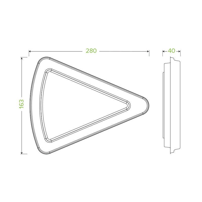 280mm X 163mm X 40mm / 9 inch Natural Pizza Slice Clamshell