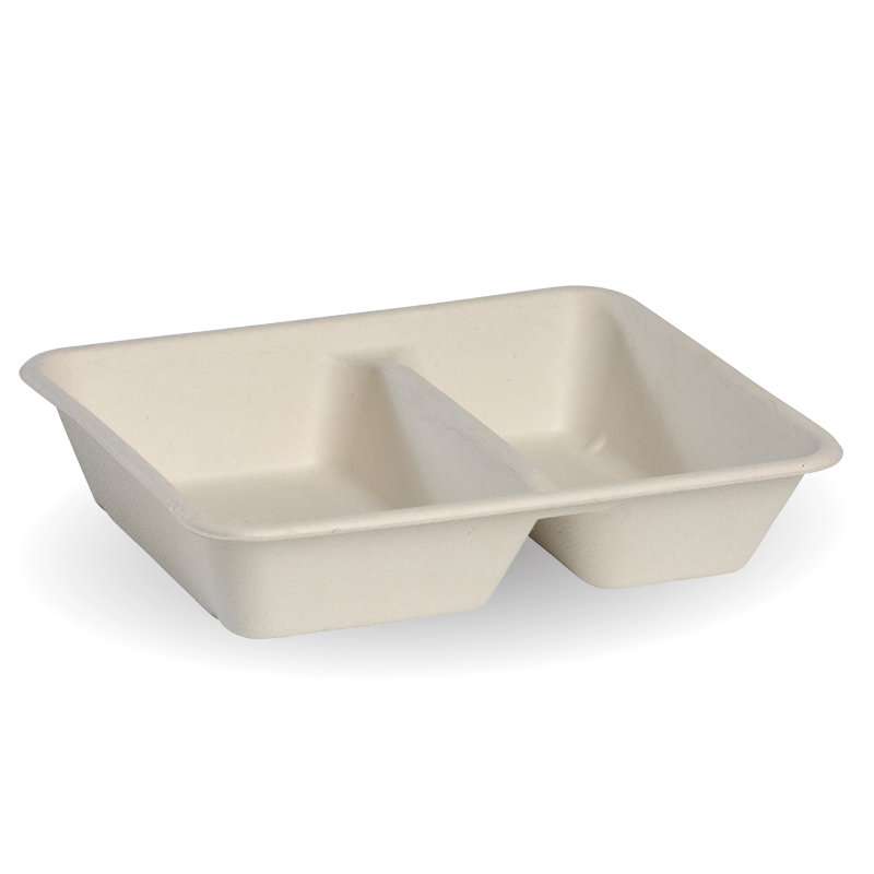 BioPak 2 Compartment Sugarcane Fibre Takeaway Base