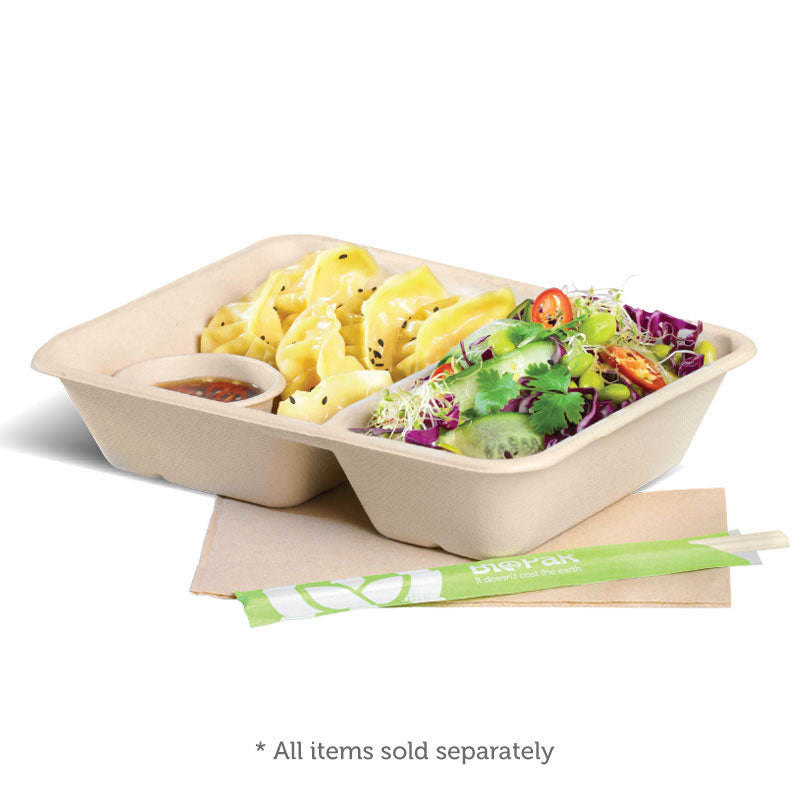 BioPak 2 Compartment Sugarcane Fibre Takeaway Base