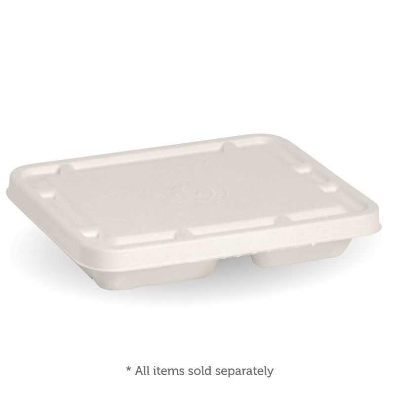 BioPak 3 Compartment Sugarcane Takeaway Base picture with lid