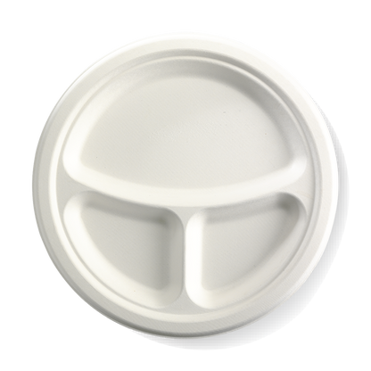 25cm / 10 inch 3-Compartment Round BioCane Plate