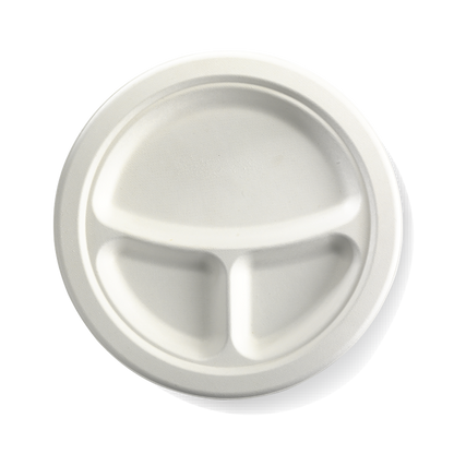23cm / 9 inch 3-Compartment Round BioCane Plate