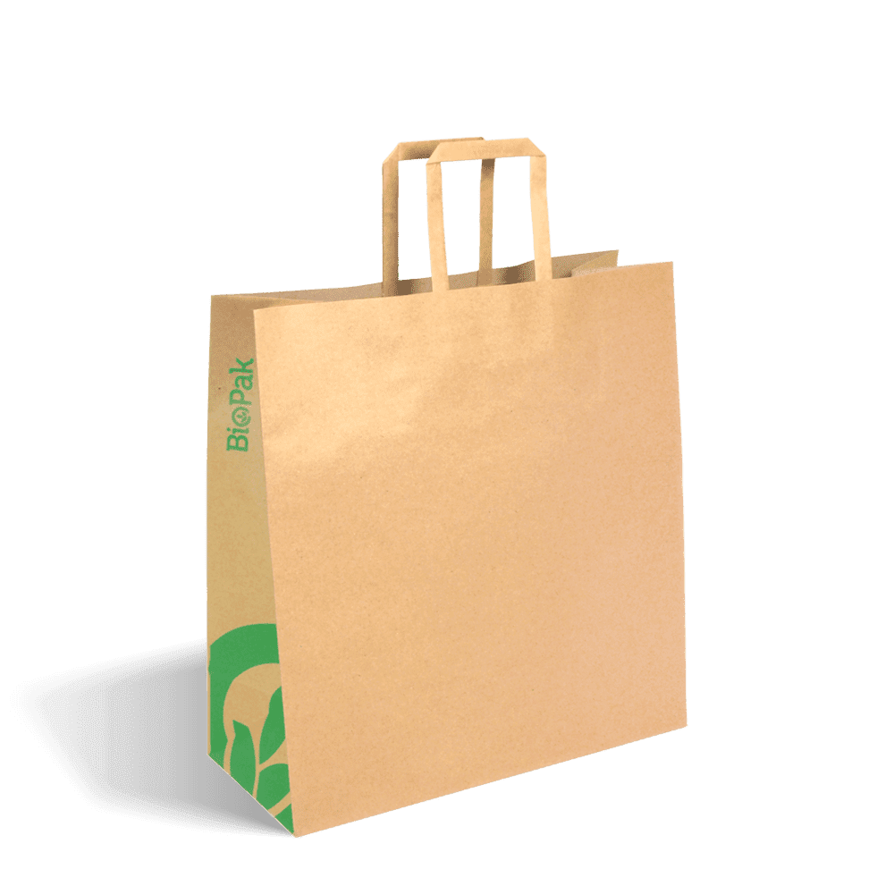 Medium Flat Handle Kraft Paper Bag Brisbane Cup Supplies