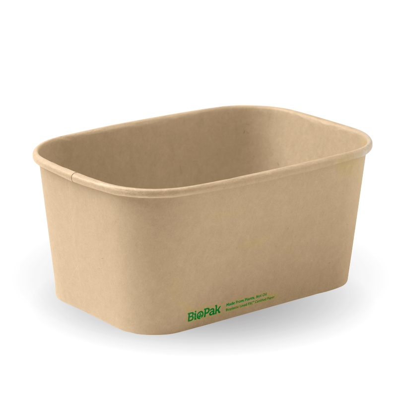 BioPak 1000ml Rectangle PLA lined paper container