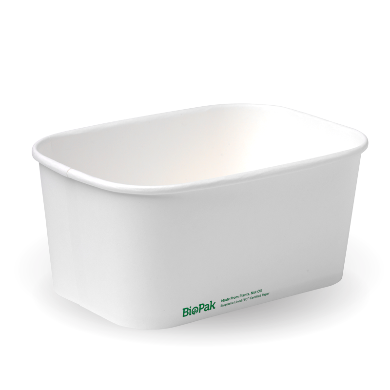 BioPak 1000ml Rectangle PLA lined paper container