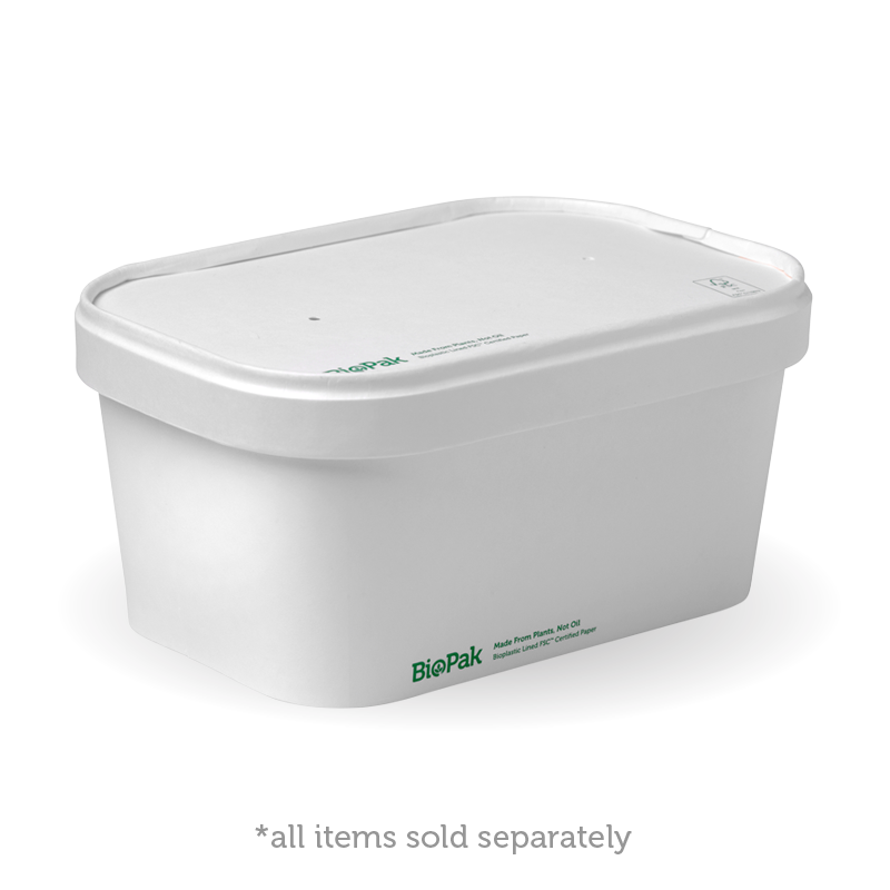 BioPak 1000ml Rectangle PLA lined paper container