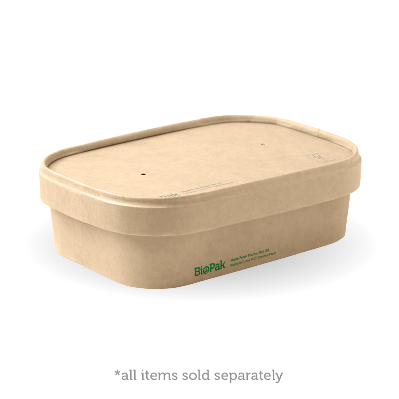 BioPak 500ml Rectangle PLA lined paper container
