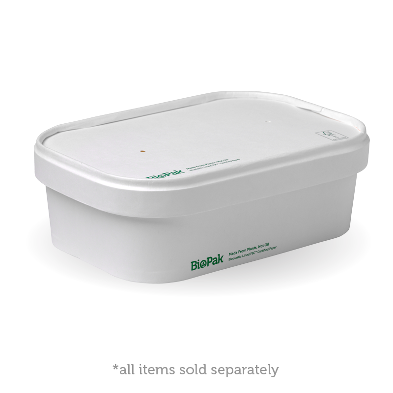 BioPak 650ml Rectangle PLA lined paper container – Brisbane Cup Supplies