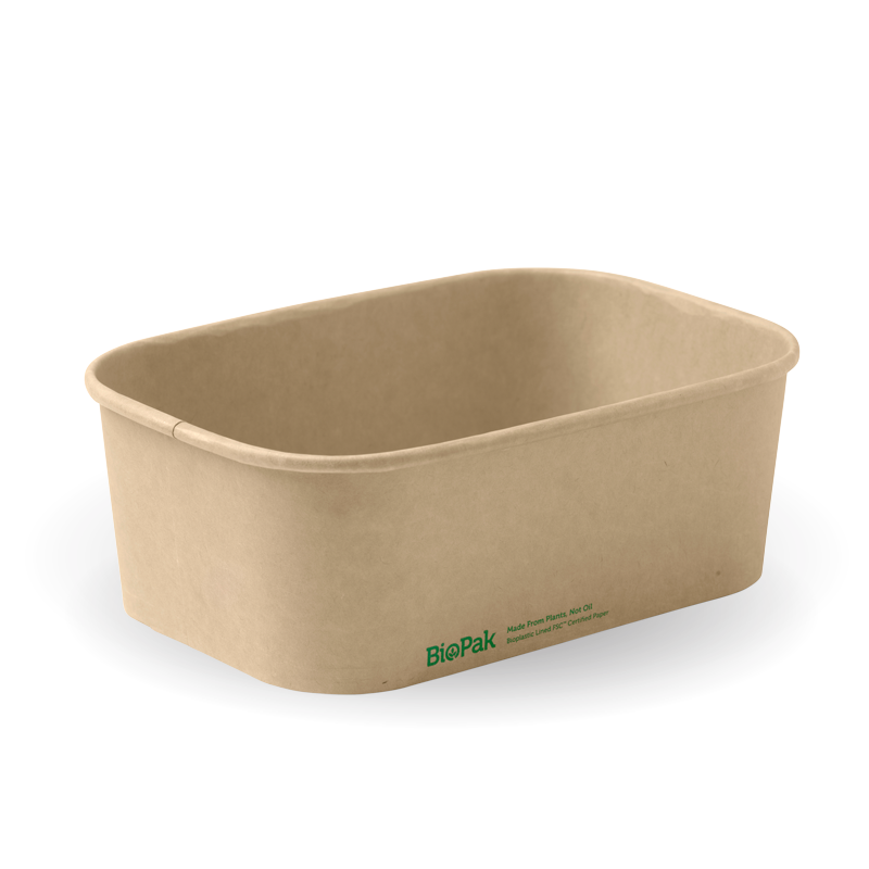 BioPak 750ml Rectangle PLA lined paper container