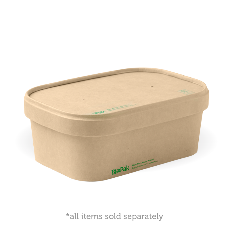 BioPak 750ml Rectangle PLA lined paper container