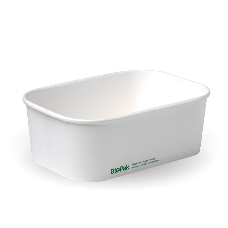 BioPak 750ml Rectangle PLA lined paper container