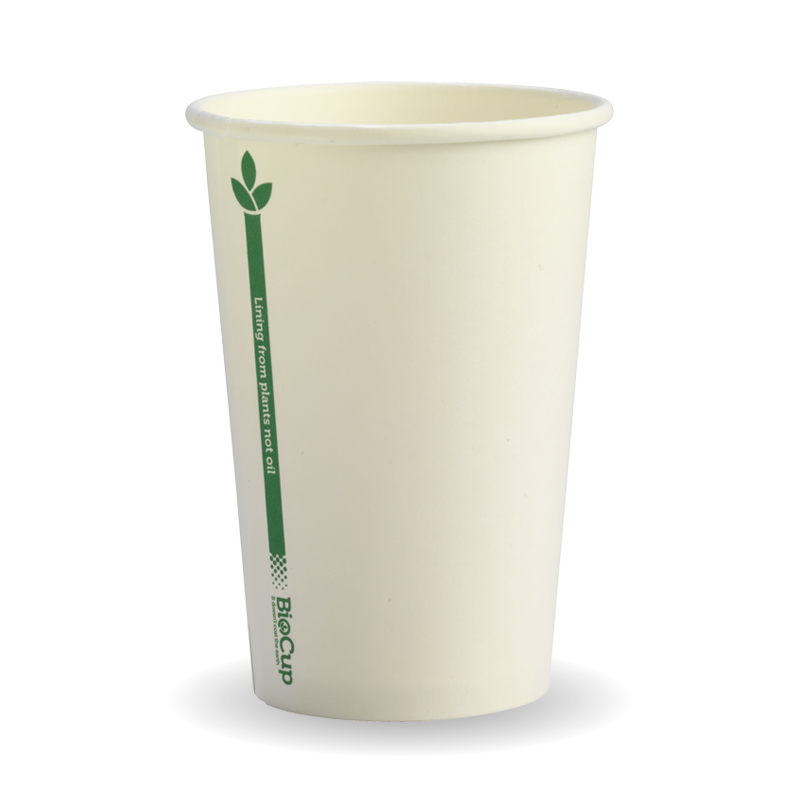 320ml/10oz(80mm) White and Kraft green line Single Wall Biocup