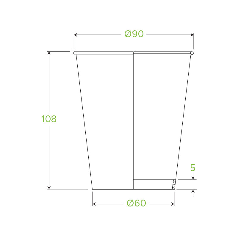 390ml / 12oz (90mm) Leaf Single Wall BioCup