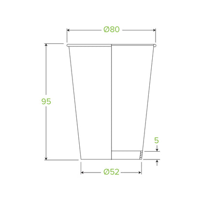 280ml/8oz(80mm) Kraft and White Green Line Single Wall Biocup