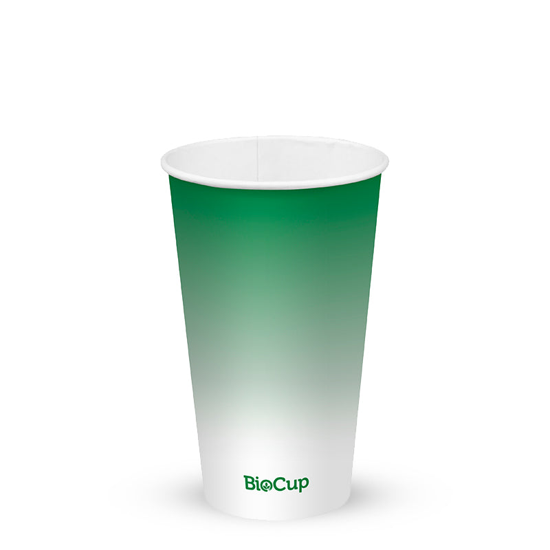 BioPak 500ml / 16oz (90mm) Cold Paper BioCups - green fade
