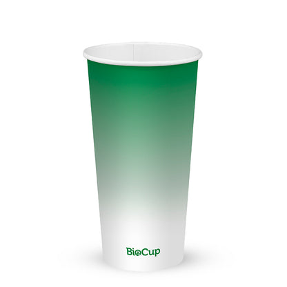 BioPak 600ml / 20oz (90mm) Cold Paper BioCups - green fade
