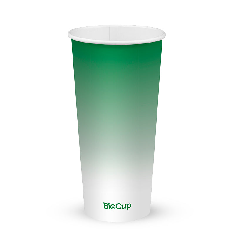 BioPak 650ml / 22oz (90mm) Cold Paper BioCups - green fade