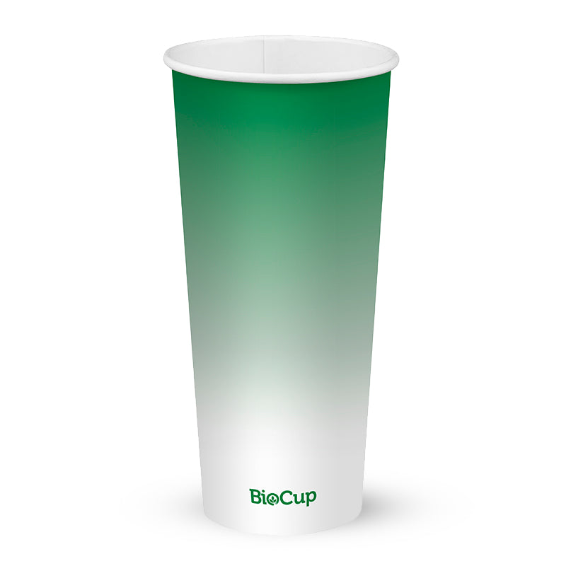 BioPak 700ml / 24oz (90mm) Cold Paper BioCups - green fade
