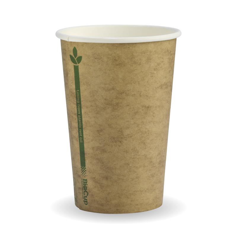 320ml/10oz(80mm) White and Kraft green line Single Wall Biocup