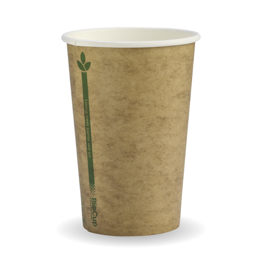320ml/10oz(80mm) White and Kraft green line Single Wall Biocup