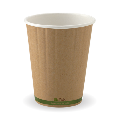390ml / 12oz (90mm) Kraft Green Stripe Double Wall BioCup
