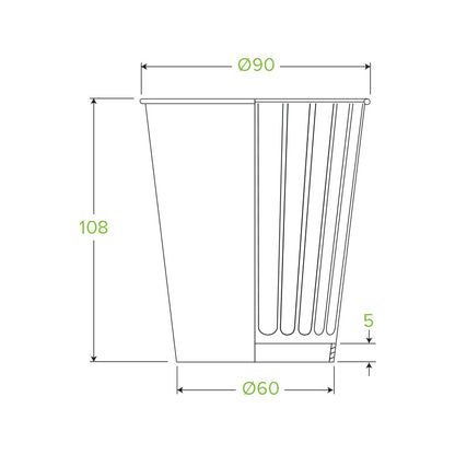 390ml / 12oz (90mm) Kraft Green Stripe Double Wall BioCup
