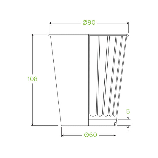 390ml/12oz(90mm) Leaf Double Wall Biocup
