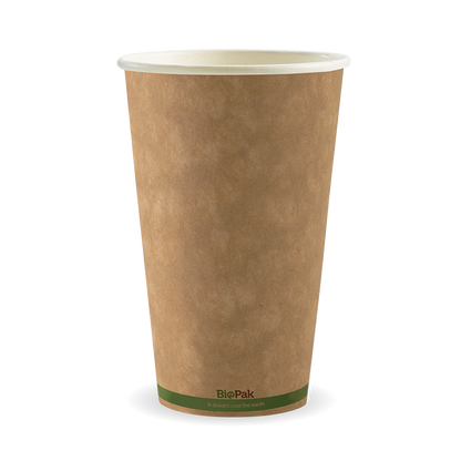510ml / 16oz (90mm) Kraft Green Stripe Single Wall BioCup