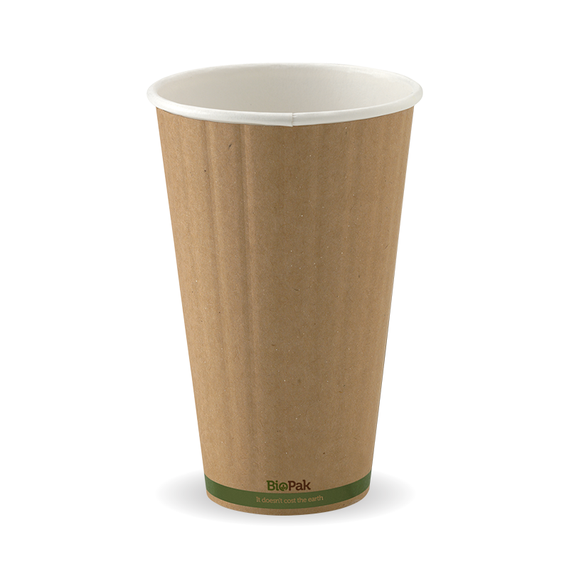 460ml / 16oz (90mm) Kraft Green Stripe Double Wall BioCup