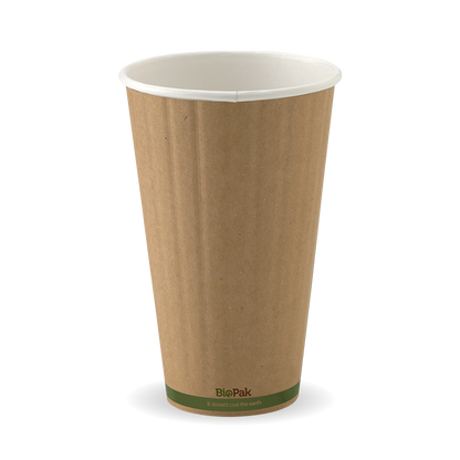 460ml / 16oz (90mm) Kraft Green Stripe Double Wall BioCup