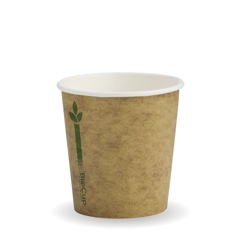 120ml / 4oz (63mm) Kraft Green Line Single Wall BioCup