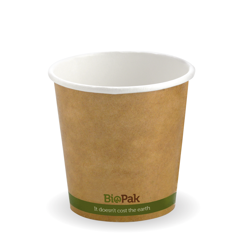 120ml / 4oz (63mm) Kraft Green Stripe Single Wall BioCup