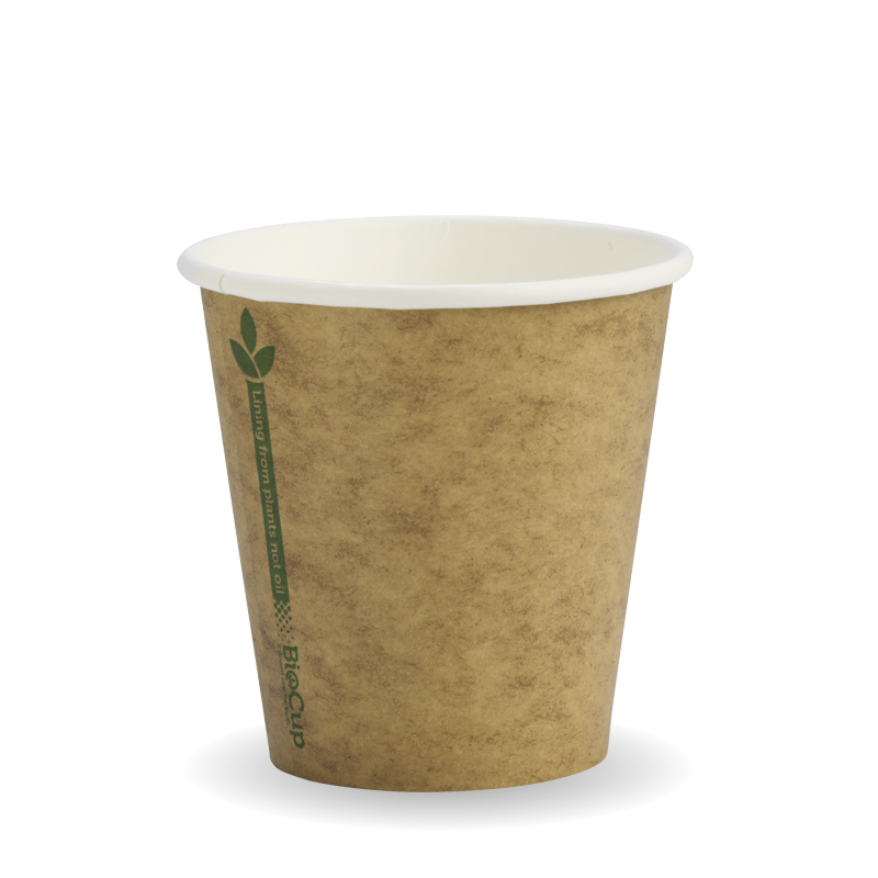 230ml/6oz(80mm) Kraft or White Green Line Single Wall Biocup