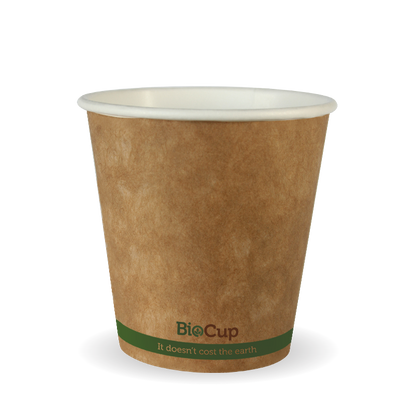 230ml / 6oz (80mm) Kraft Green Stripe Single Wall BioCup