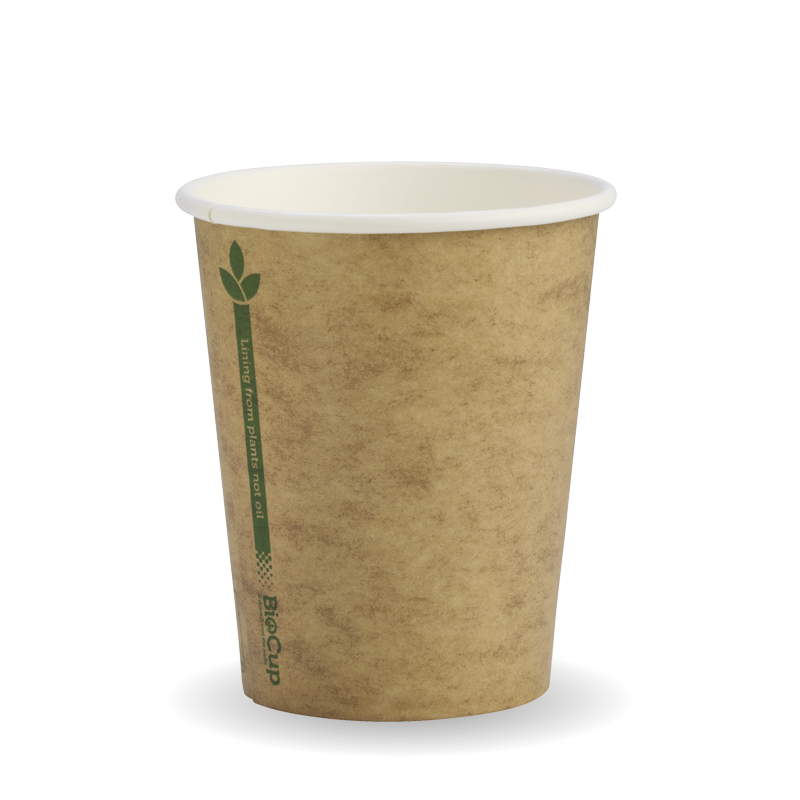 280ml/8oz(80mm) Kraft and White Green Line Single Wall Biocup
