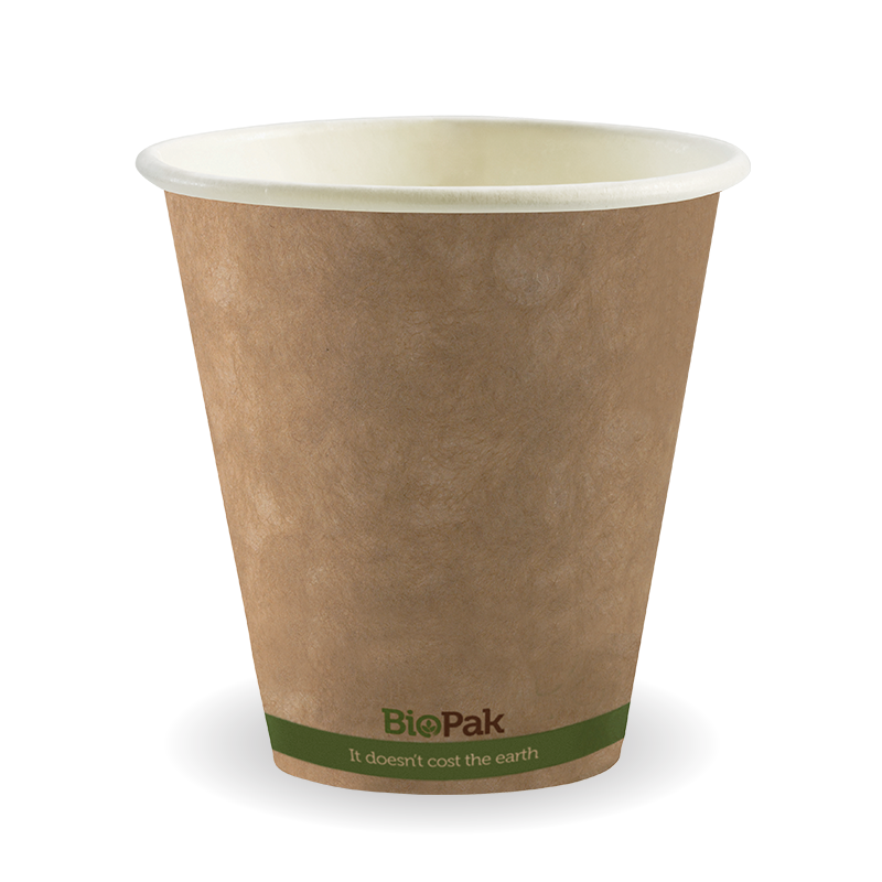 280ml / 8oz (90mm) Kraft Green Stripe Single Wall BioCup