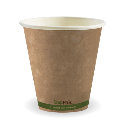 280ml / 8oz (90mm) Kraft Green Stripe Single Wall BioCup