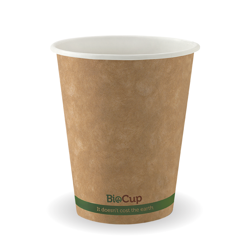 280ml / 8oz (80mm) Kraft Green Stripe Single Wall BioCup