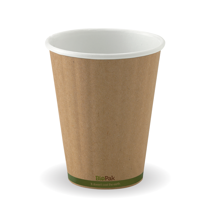 255ml/8oz(80mm) Kraft Green Stripe Double Wall Biocup